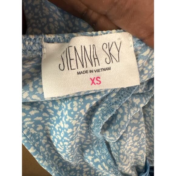 Sienna Sky XS Blue White Flowing Midi Dress Slit Pull-Over Whimsy Core Fairycore - Picture 7 of 10